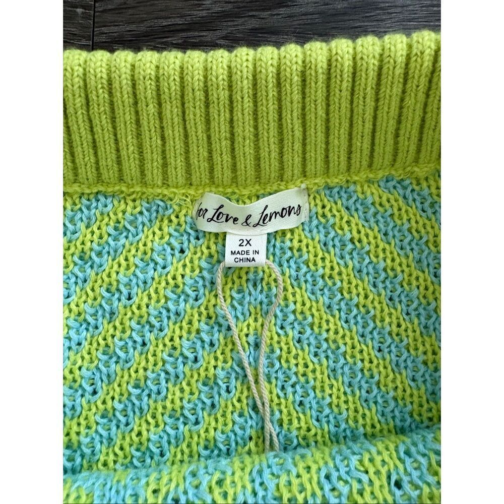 NWT For Love & Lemons Jacinda Green & Blue Knit Crop Tank & Skirt Set Size 2X - Picture 8 of 11